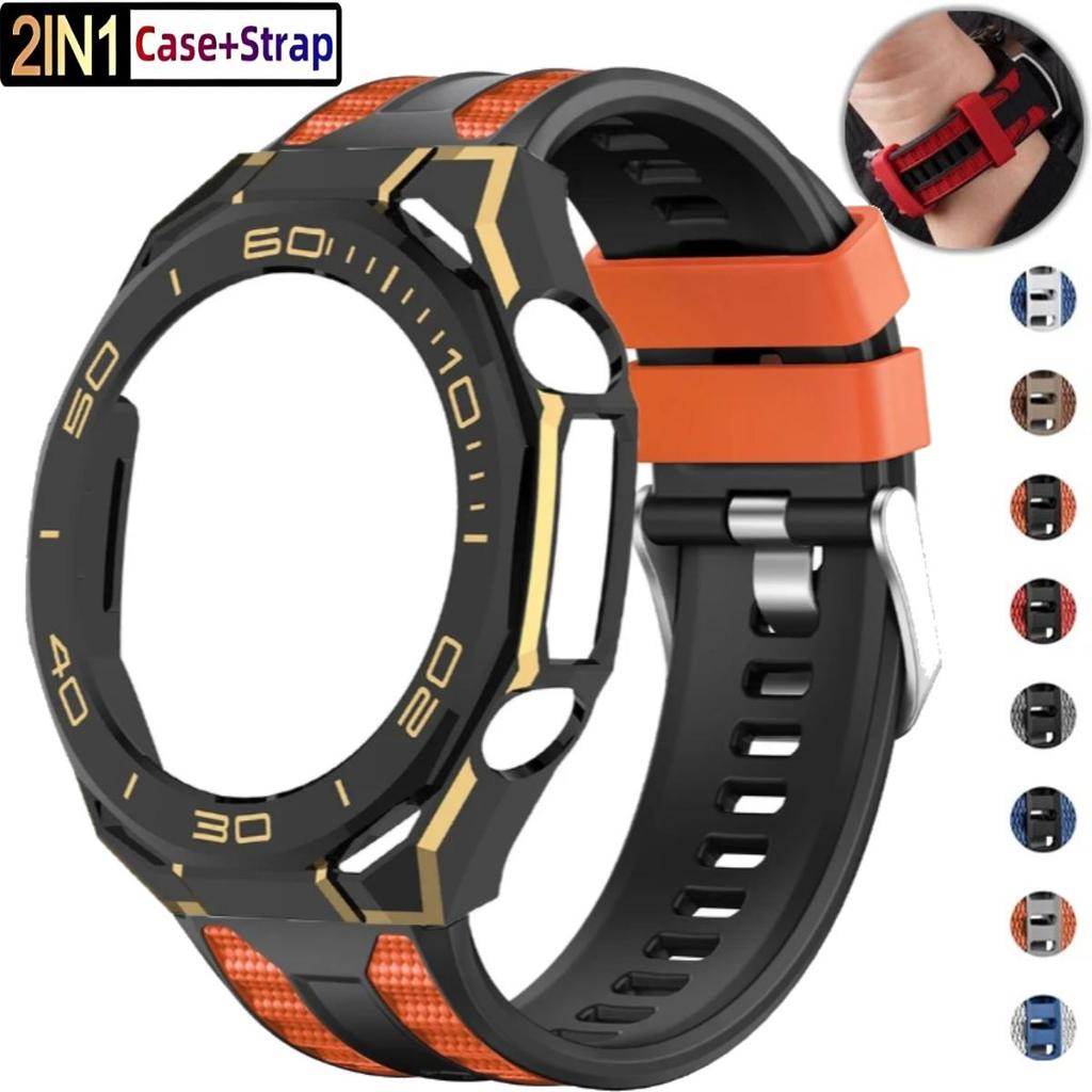 Ốp lưng PC rỗng + Dây đeo silicon cho Huawei Watch Ultimate 2 Vỏ bảo vệ toàn diện cho phụ kiện Huawe