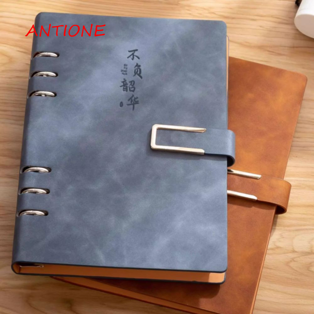 ANTIONE Loose Leaf Notebook, 100 Tờ 200 Trang A5 Notebook, Notepad Kẹp kim loại có thể tháo rời Bìa 