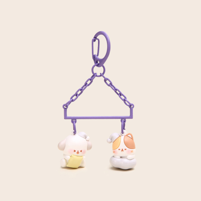 Chính Hãng Jelly Bean Kitten Puppy PVC Móc Khóa Dễ Thương Jelly Bean Doll School Bag Mặt Dây Chuyền 