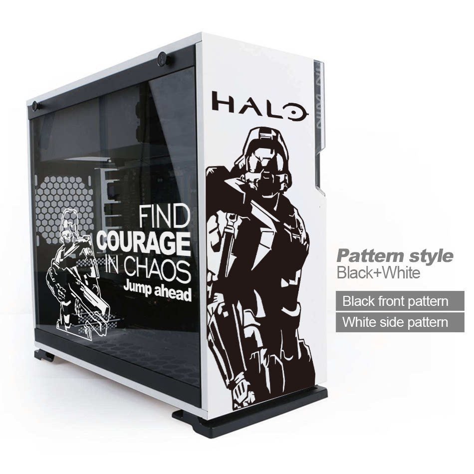 HALO HALO HALO HALO Khung Xe Miếng Dán Máy Tính Chơi Game Trang Trí Máy Chủ Decal ATX Để Bàn Chống T