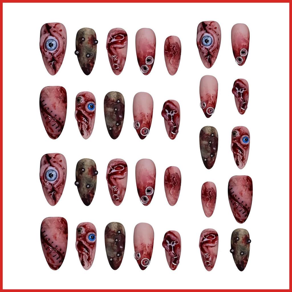 Halloween Press on Nails Ngắn Halloween Press on Creepy Nail 30 Mảnh Handmade Làm Móng Tay Nghệ Thuậ