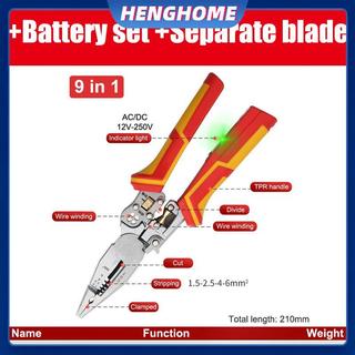 Kìm thợ điện HENGHOME Kìm tuốt dây đa năng 8 trong 1 Kìm đo điện tuốt dây chống trượt HENGHOME