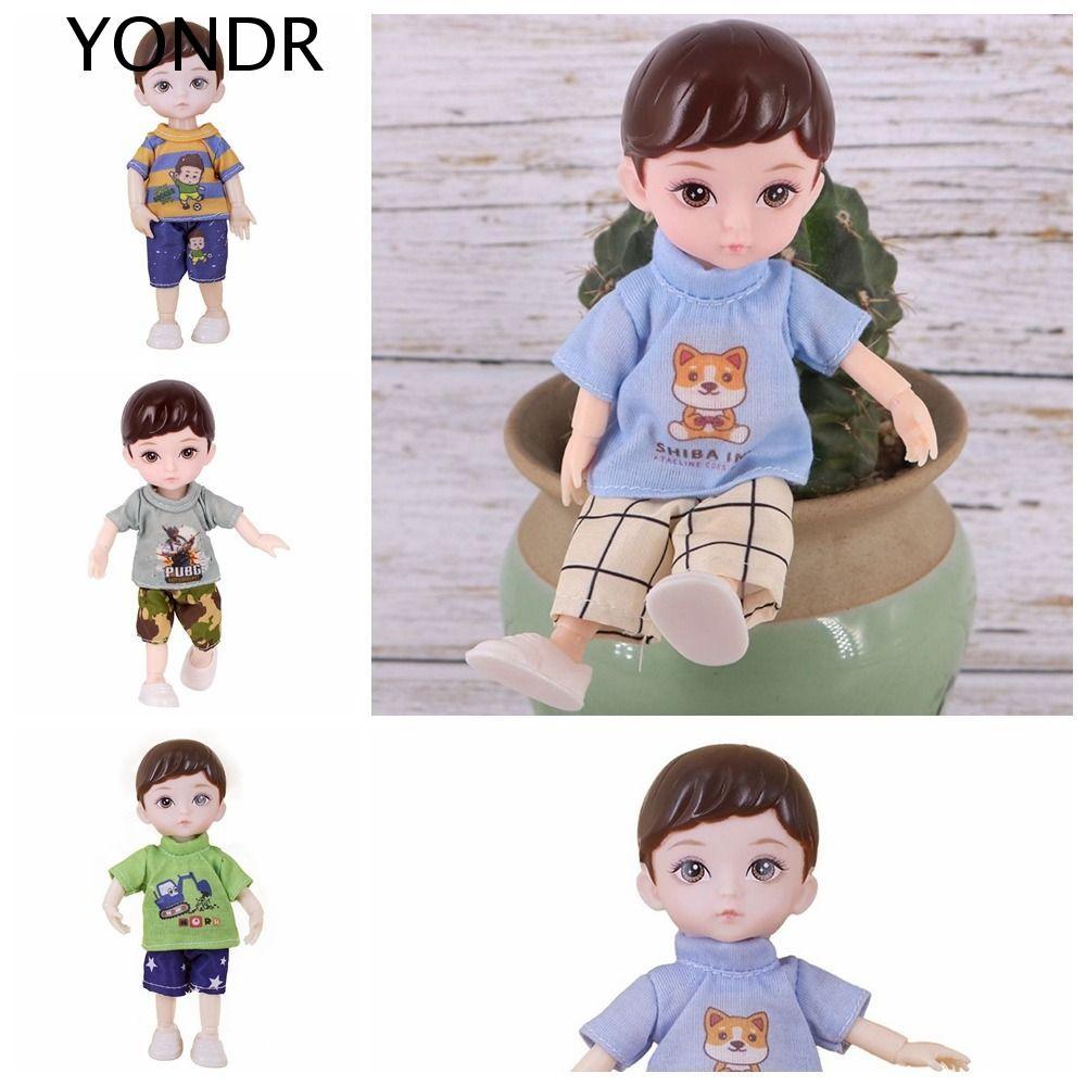 YONDR 16cm BJD Little Boy Doll, 13 Joint Doll Blue Yellow Eyes BJD Doll kèm quần áo, 3D Mô phỏng Mắt