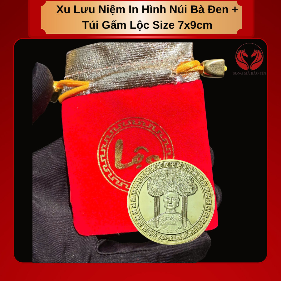 < HOT > Xu Lưu Niệm In Hình Núi Bà Đen + Túi Gấm Lộc   - Vật Phẩm Phong Thủy -  SP008770