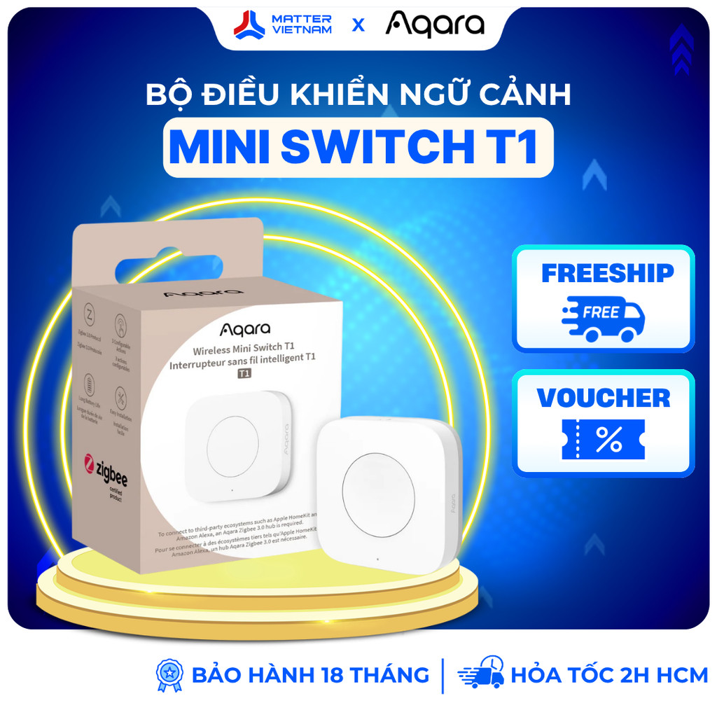 Aqara Mini Switch T1 - Nút Bấm Ngữ Cảnh, Kết Nối Zigbee 3.0, Tương Thích Aqara Home, Apple HomeKit -