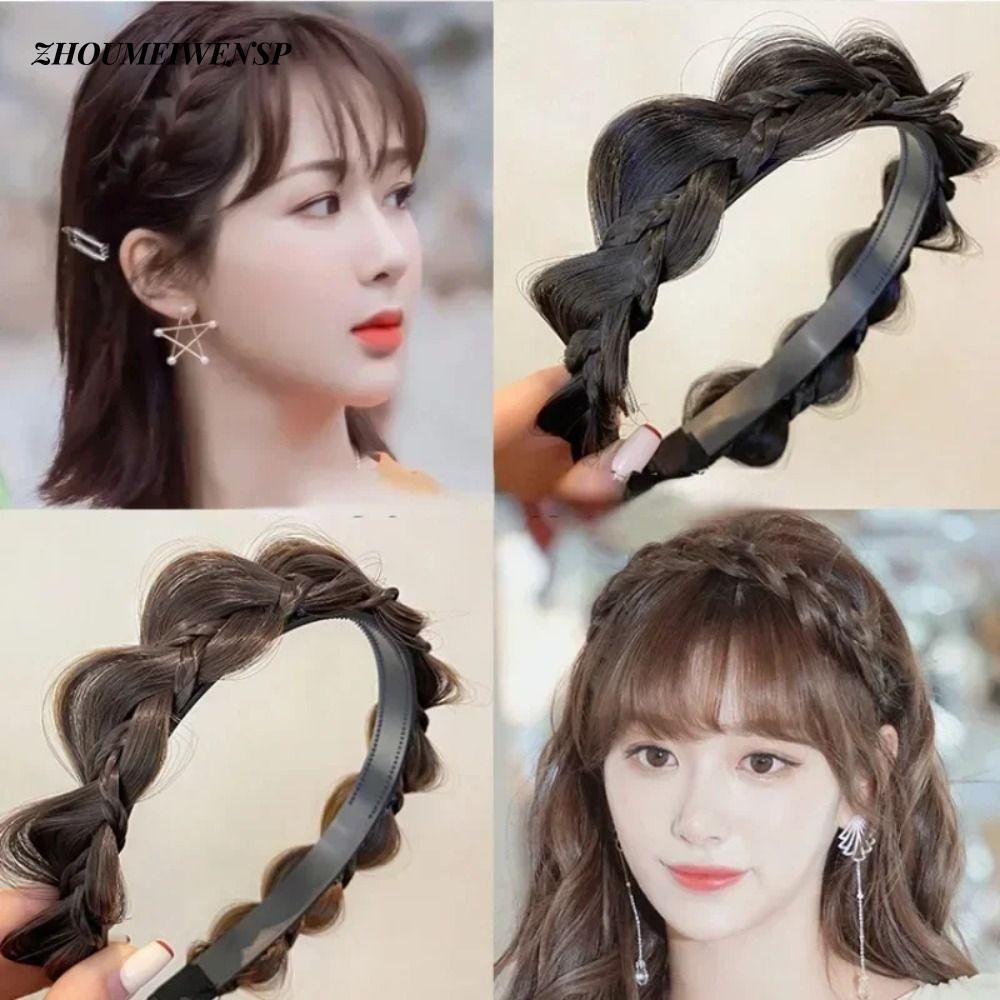 ZHOUMEIwen Sp Braids Hairband - Tóc giả xoắn handmade, phụ kiện đầu tạo kiểu chống trơn trượt