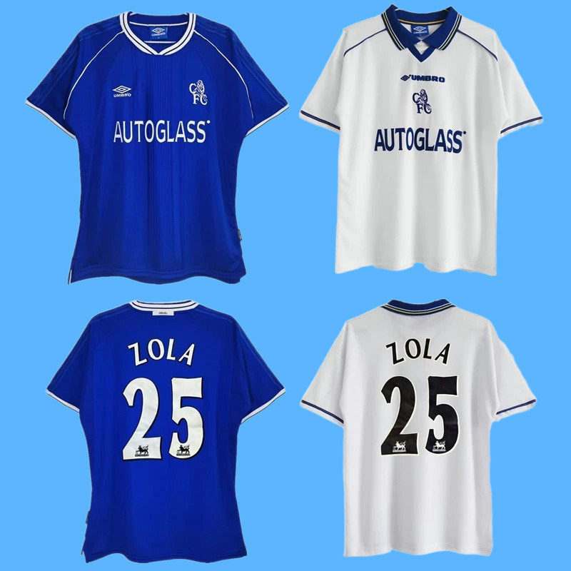 S-XXL 1998 2000 Chelsea Sân nhà sân khách Retro Áo bóng đá Zola 25 Chất lượng cao