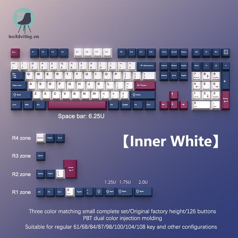 Buildvitbg 126 Phím Double Shot Keycap PBT Cherry Bàn Phím Chơi Game Cơ Học Cho MX Switch Keycap GMK