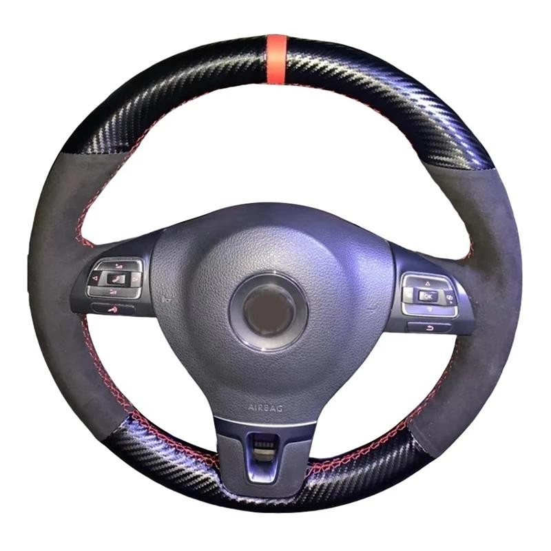 Bọc Vô Lăng Ô Tô Màu Xám Đậm Da Lộn Bọc Cho Xe Volkswagen VW Golf Tiguan Passat B7 Passat CC Touran 