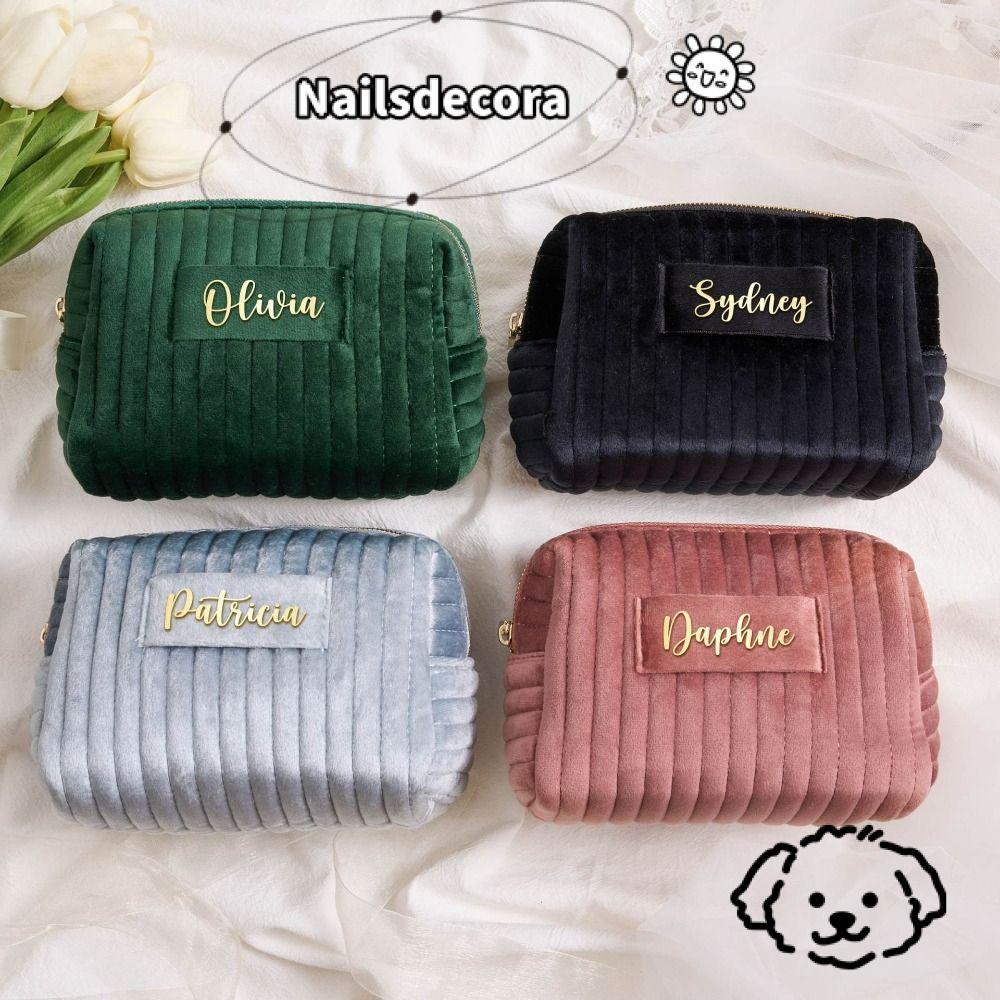 Túi Trang Điểm NAILS, Túi Đựng Mỹ Phẩm Nhung Dung Tích Lớn, Túi Vệ Sinh Đa Năng Nam Nữ