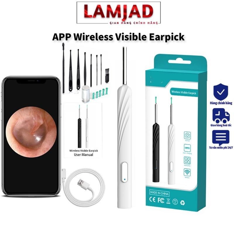 Dụng Cụ Lấy Ráy Tai Camera LAMJAD NE3 Pro Nội Soi Full HD, Pin Sạc