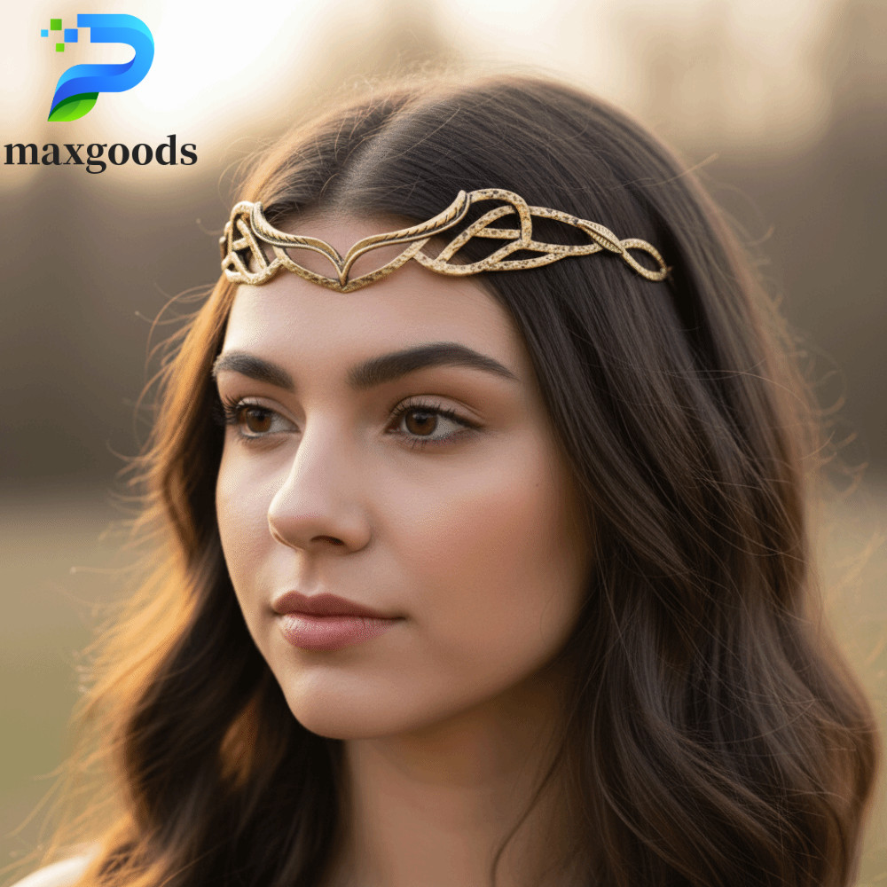 MAXGOODS Hobbit Elrond Tiara - handmade, hợp kim, vòng hoa elf cổ điển, trang sức tóc chống đỡ phim