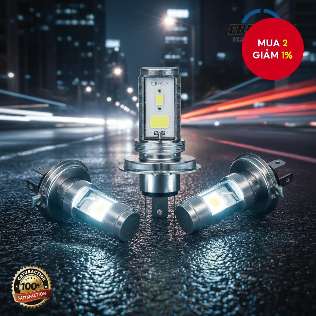 ERRUSON LED H2/H4 3 Chân Đèn Pha Xe Đạp H6/P15D/H2 (Sáng Gấp Đôi) | Thiết Kế Xanh/Trắng