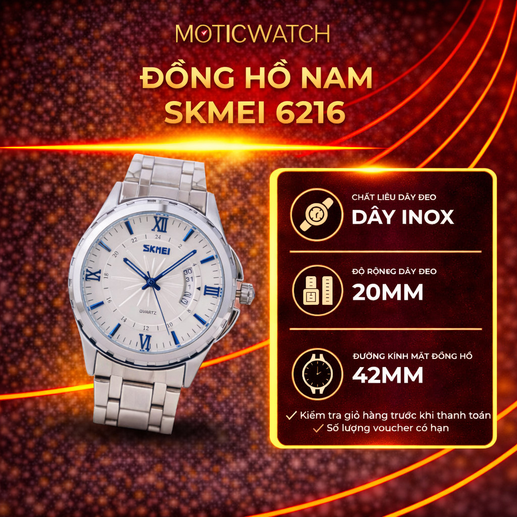 Đồng Hồ Nam Thời Trang Lịch Lãm Thiết Kế Năng Động Model Skmei  6216 Giá Tốt Freeship