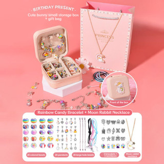 Hộp Charm 67 Chi Tiết Vòng Tay Trang Sức Trẻ Em, Đồ Chơi Xâu Vòng, Trang Sức Cho Bé Kèm Hộp + Túi