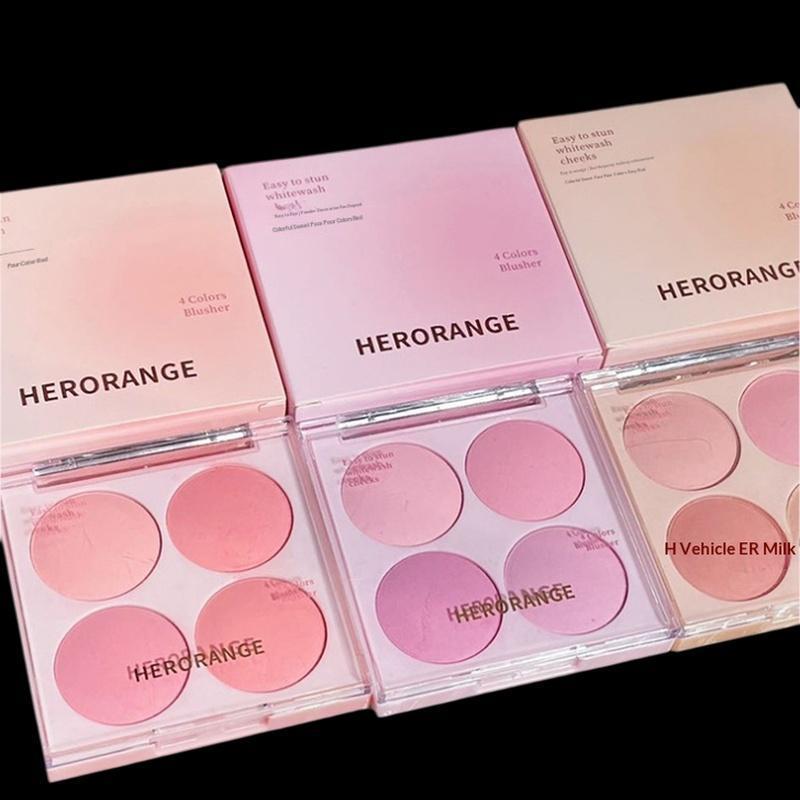 SR Beauty HERORANGE 4 Màu Phấn má hồng Bộ trang điểm mặt Hỗn hợp Màu sắc ấm áp Matte Cheek Powder Fa