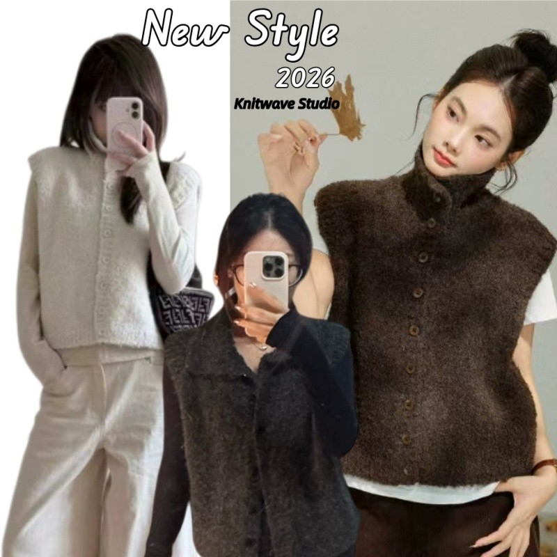 [2026 NEW]Women’s Stand-Collar Knit Vest Korean Style Casual Layering Daily Outfit-Office Air Condit