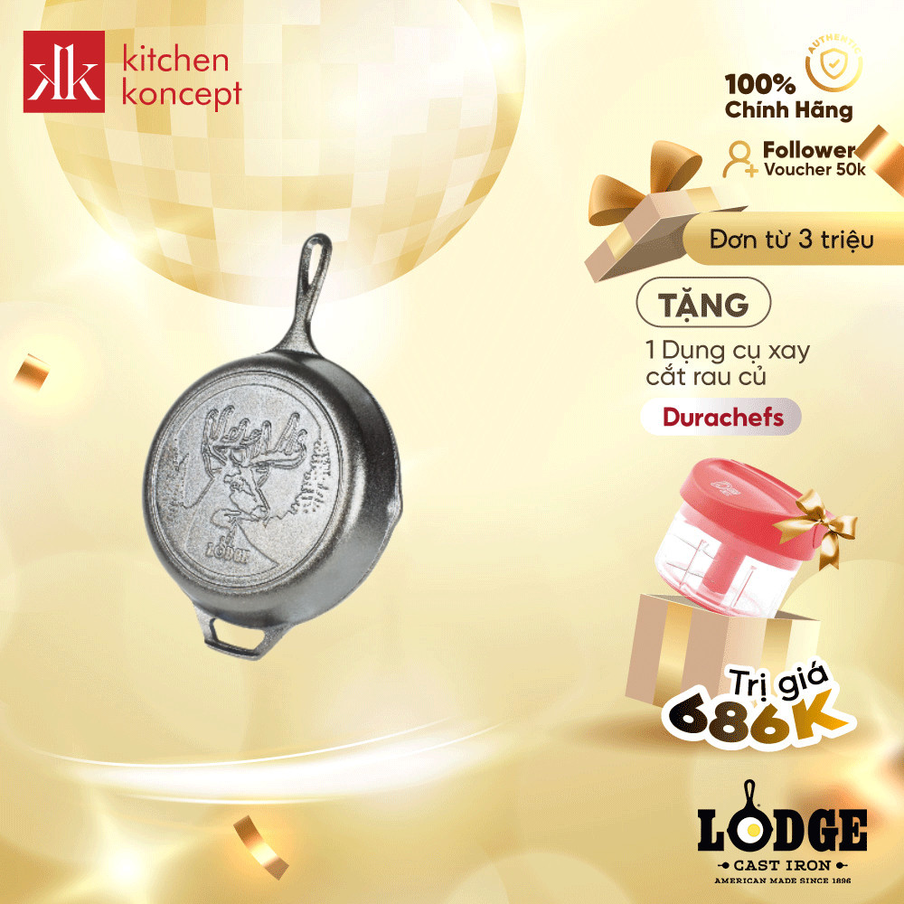 Chảo Gang Đáy Hình Hươu Lodge - 26cm