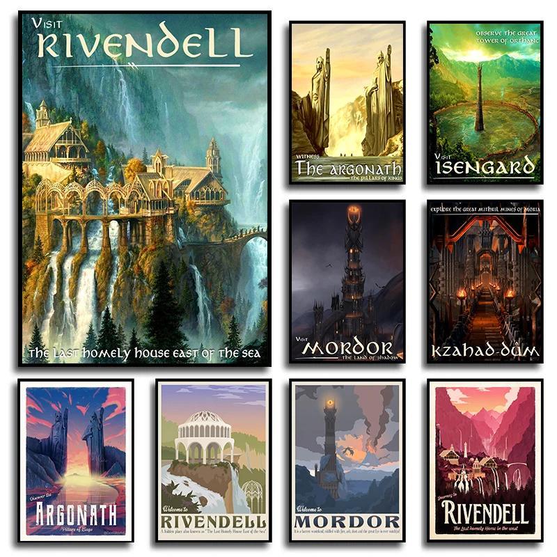 Vintage MiddleEarth Tolkien Du Lịch Poster Canvas Treo Tường Nghệ Thuật Trang Trí Nhà