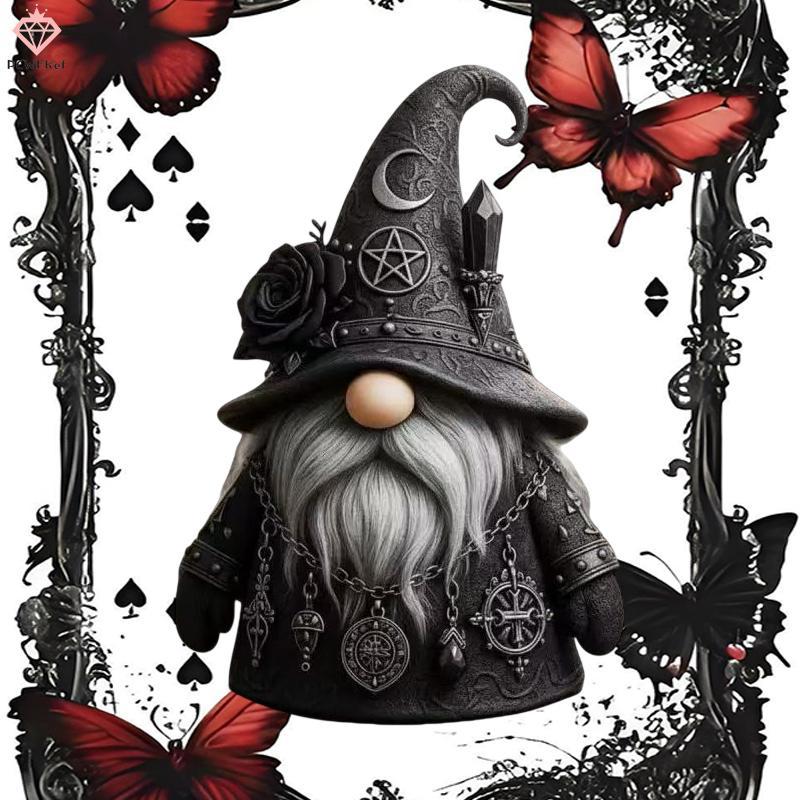 [PCW-T] Tượng phù thủy Gothic Gnome, Gothic Gnomes Collectible Fall Decor, Tượng phù thủy bằng nhựa 