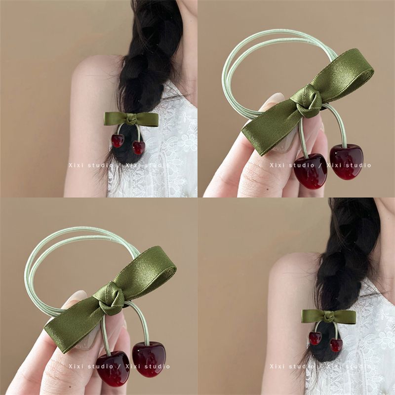 New Product#Forest Style Cherry Hair Tie Sweet Girl Hair Ring Side Braided Hair Accessory Head Flowe