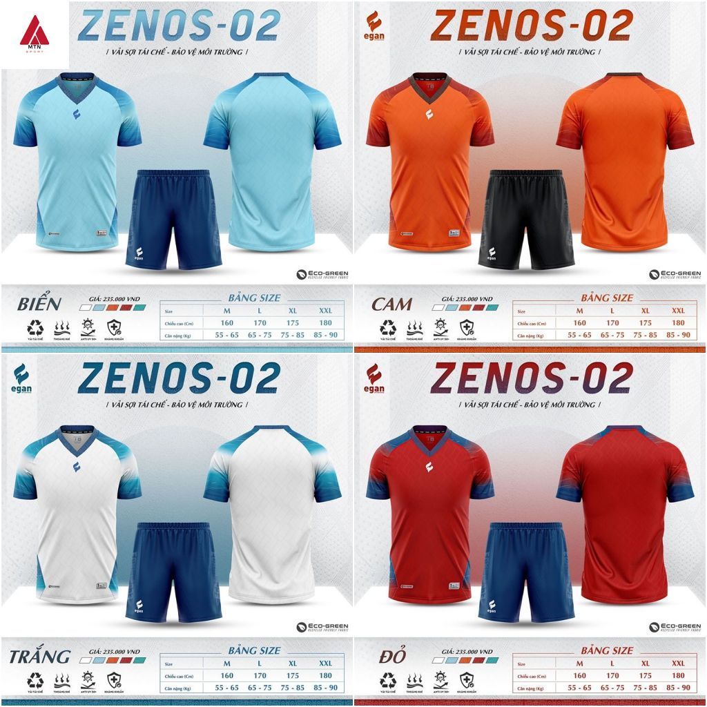 Bộ Quần Áo Bóng Đá Không LoGo EGAN Zenos 02# MTN Sport