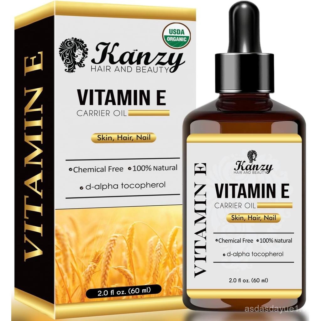 Kanzy Vitamin E Oil Giọt Hữu Cơ Cho Coetics 60 ml 100% Tự Nhiên d-Alpha Tocopherol, Chống Nhăn, Chốn