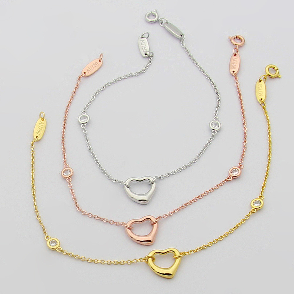 T Letter Double Diamond Heart Bracelet for Women, Two-Diamond Heart Bracelet, Heart-Shaped Bracelet
