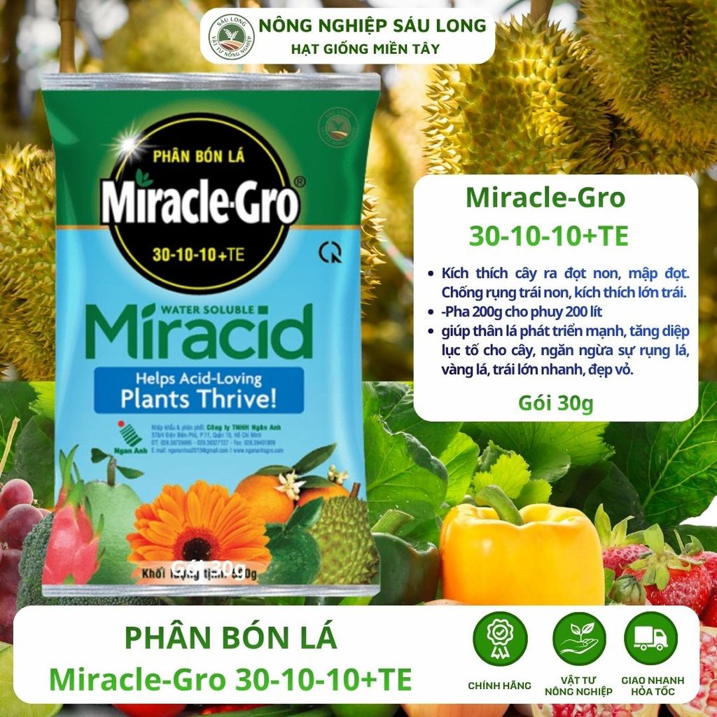GÓI 30GR - PHÂN BÓN LÁ Miracle-Gro 30-10-10 + TE