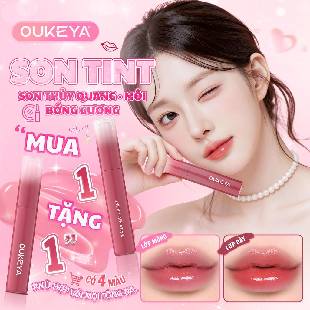 ( Mua 1 nhận 4 )OUKEYA Water-Mist Lip Tint – Son tint bóng sương dưỡng ẩm môi