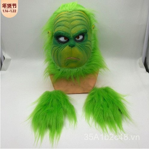 Giáng Sinh Quái Vật Grinch Mặt nạ Quái Vật Xanh Mũ Dự Tiệc Ngộ nghĩnh Halloween Đồ Chơi Grinch Đạo C