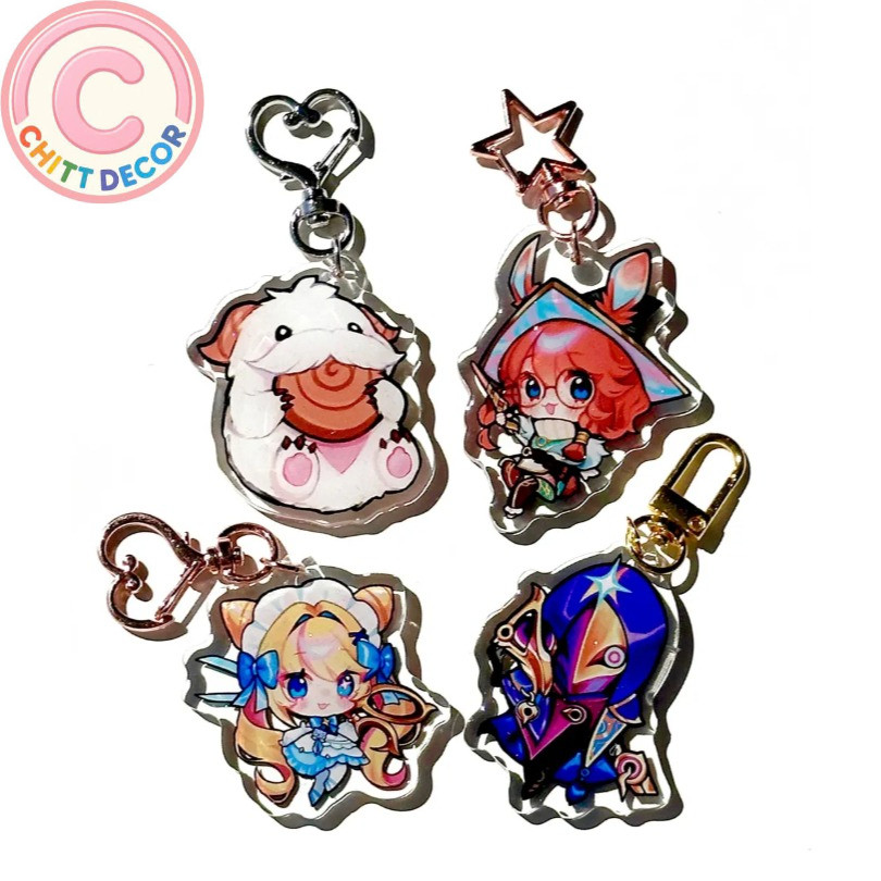 Móc khoá game TFT Jhin, Aurora, Gwen, Poro phụ kiện túi xách balo móc khoá bằng acrylic