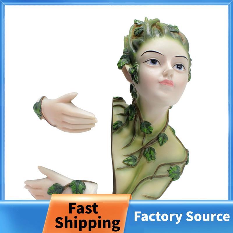 Cổ Tích Cây Hugger Ngoài Trời Dryad Trang Trí Sân Vườn ForestElves Điêu Khắc Tượng Cây Mặt Peeker Tr