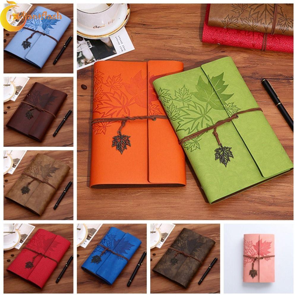 RADIANTFLASH Travelers Vintage Notebook, A7 / A6 / A5 Trống Da PU Kraft Notebook, Rời Lá Notebook Gi