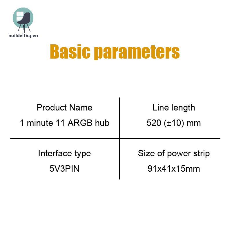 Buildvitbg Quạt Làm Mát PC ARGB HUB 1 Đến 11 5V 3Pin Dải LED Ánh Sáng HUB Adapter SATA Power ARGB Fa