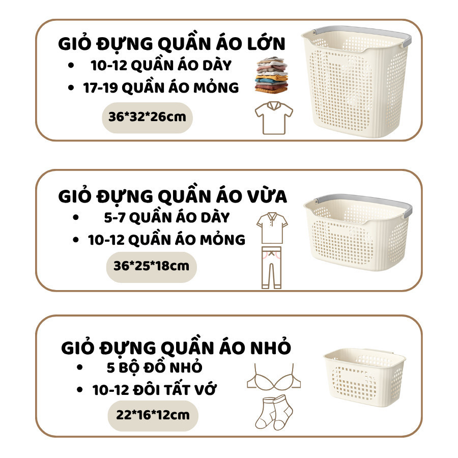 Set Giỏ Đựng Quần Áo 3 Màu 3 Size Cho Gia Đình, Combo Giỏ Nhựa Đựng Đồ Có Quai Xách Tiện Lợi Q480 | BigBuy360 - bigbuy360.vn