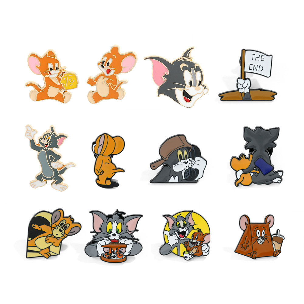 Spot Goods#Cute Cartoon Anime Tom and Jerry Alloy Brooch Tom Jerry Cat Brooch Clothing Bag Accessori
