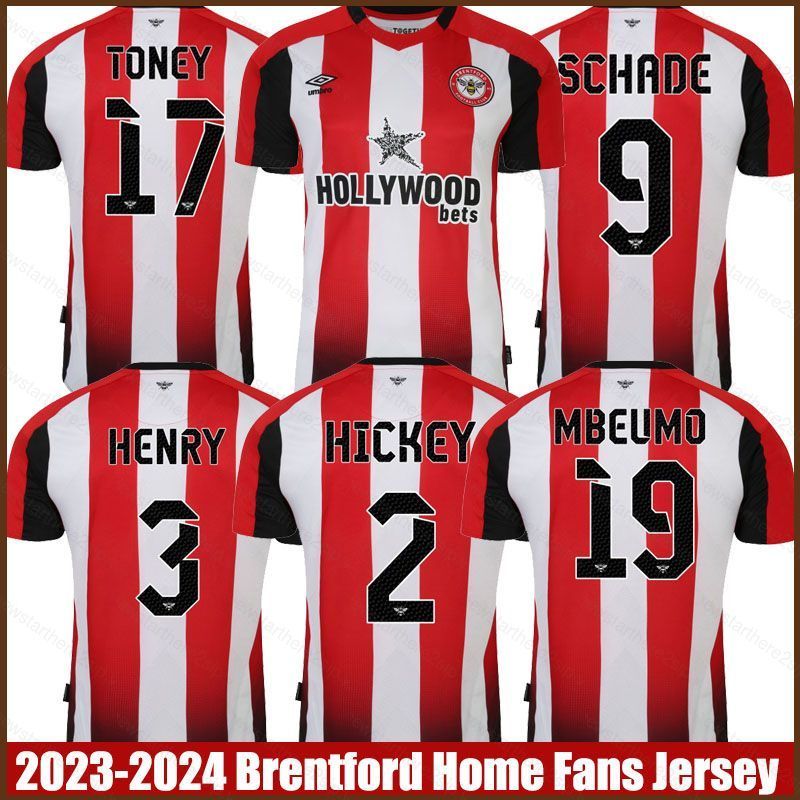 Áo Đấu Sân Nhà CLB Brentford 2023-2024 Phiên Bản Plus Size - Các Cầu Thủ Schade, Henry, Mbeumo, Tone