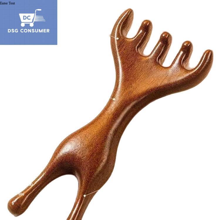 Lược massage Kinh tuyến 2 in 1 bằng nhựa giả gỗ, massage đầu, mắt mũi, tai... Lược sừng hươu 2 đầu [ghn]