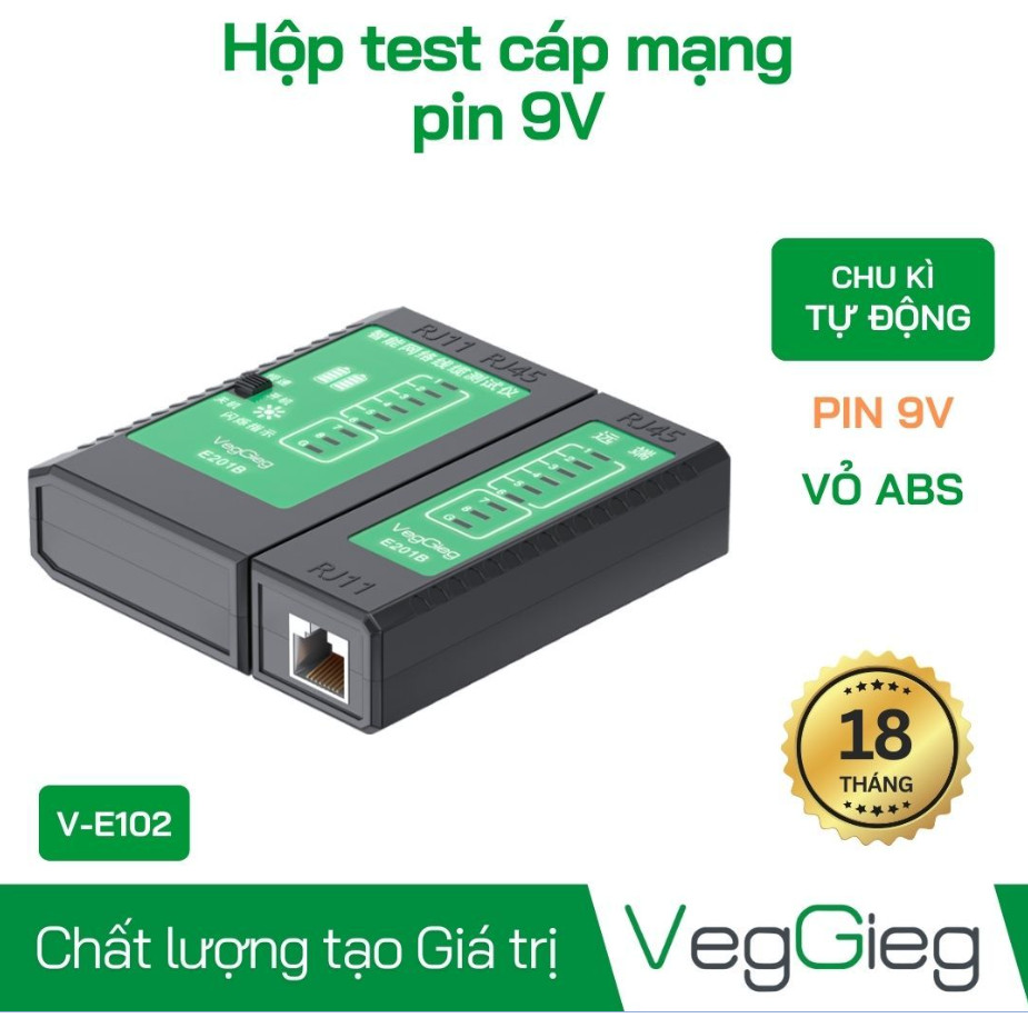 Hộp test cáp mạng RJ45/RJ11 V-E102 VegGieg