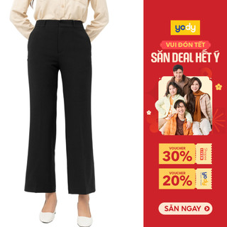  Quần tây nữ Yody ống loe cơ bản quần âu nữ dáng suông sang trọng thoải mái TRA- QAN6014 