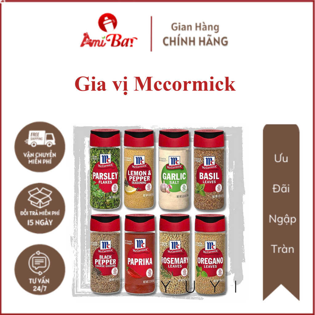 Gia vị Mccormick (spices) húng tây, mùi tây, hương thảo oregano, thyme, parsley, cumin, rosemary, se