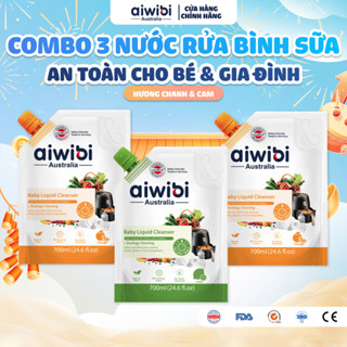   Combo 3  Nước Rửa Bình Sữa Rau Củ Quả Sạch Chén Bát Aiwibi An Toàn Cho Gia Đình  Túi 700ml Dạng Gel  