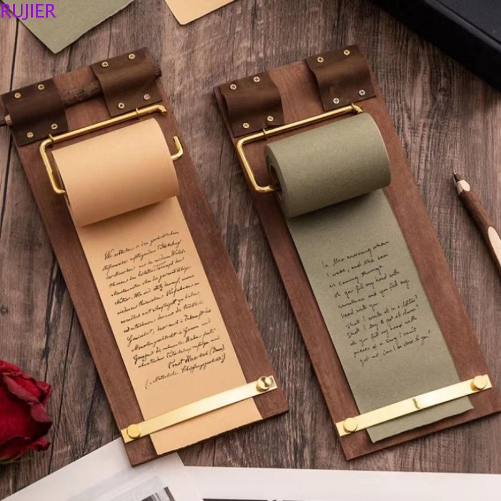 RUJIER Vintage Sticky Notes, Retro Tear-Off Roll-Up Sticky Note Board, Memo Pad Hangable Rolled Note