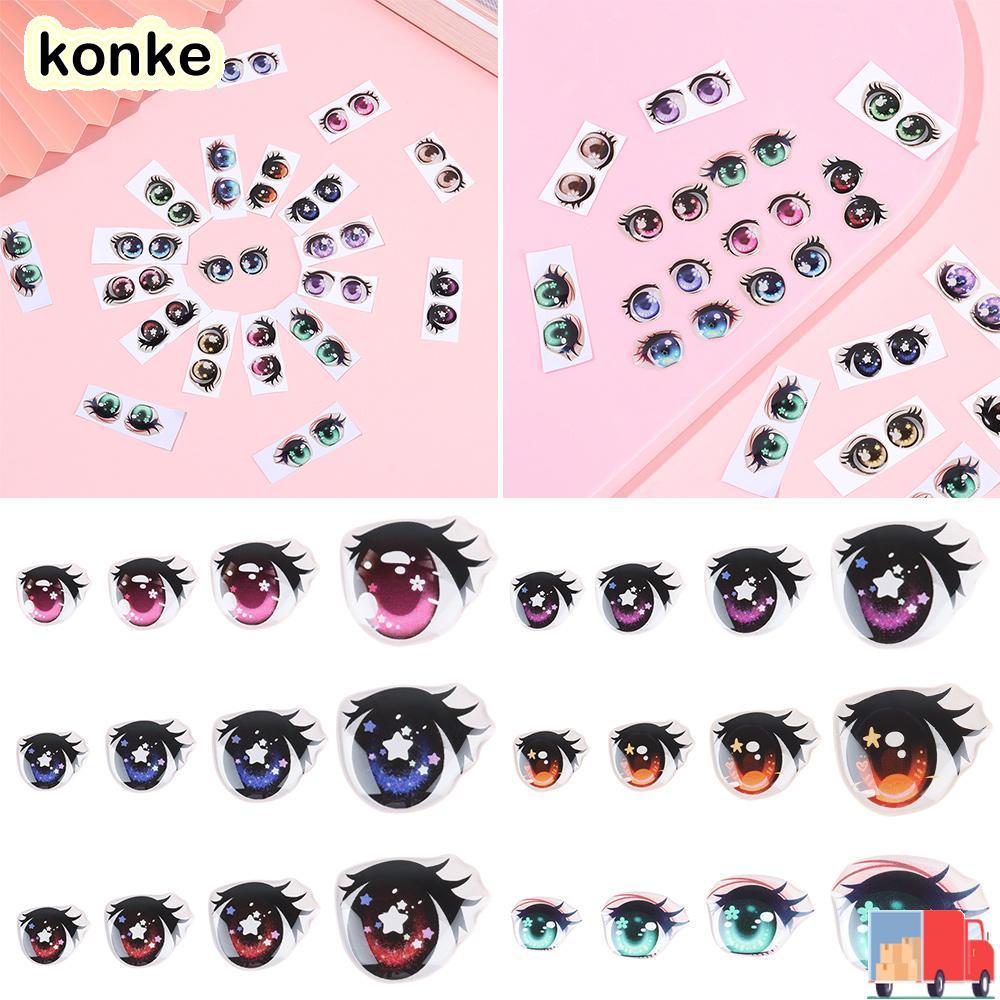 KONKE 5 Cặp Búp Bê Hình Anime 8mm / 10mm / 12mm / 15mm Đề Can Bé Trai / Bé Gái Lông Mi Dài Mặt Organ