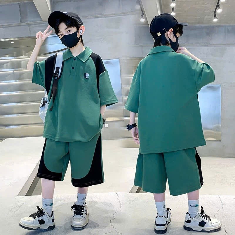 Bộ Quần Áo Mùa Hè Bé Trai 18–52kg Mẫu Polo Gấu, Chất Liệu Co Giãn Thoáng Mát , Không Bai Xù