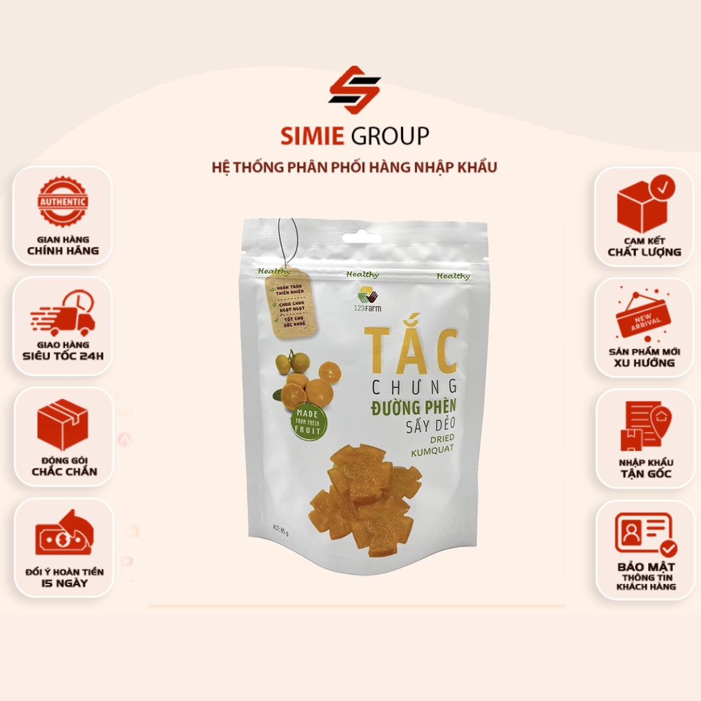 Tắc Đường Phèn Sấy Dẻo 123Farm -  GÓI 85g