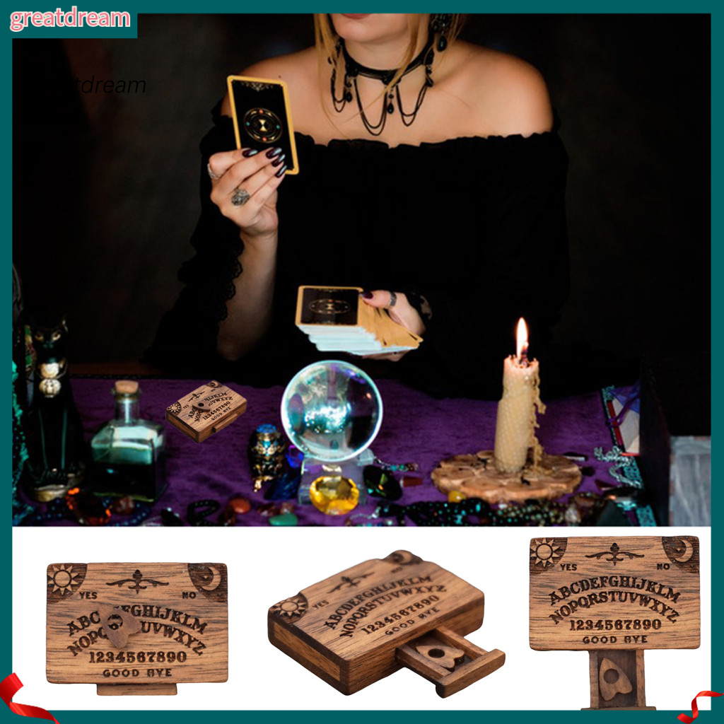 Mơ mộng| Bảng Ouija Thu Nhỏ Gỗ Chắc Chắn Trang Trí Vintage Thu Nhỏ Ouija Spirit Board Có Ngăn Kéo Và