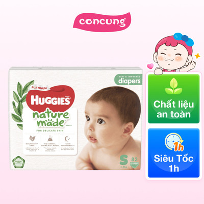 Combo 2 bỉm tã dán Huggies Platinum Nature Made size S 82 miếng (4-8kg)
