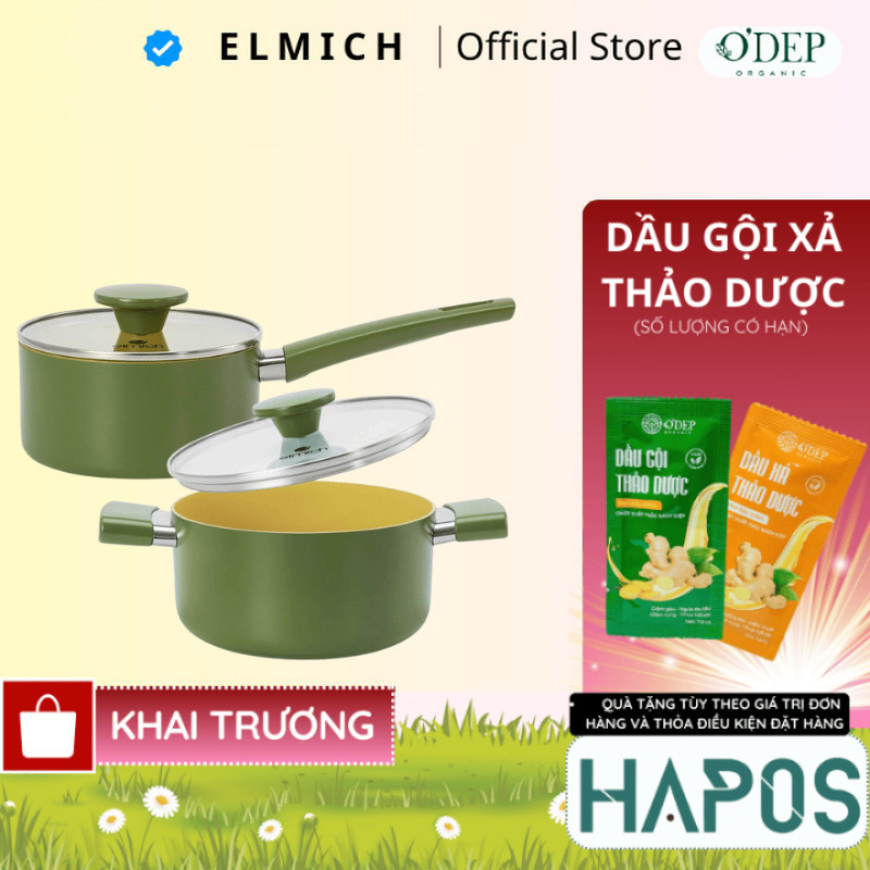 Nồi phủ sứ chống dính Elmich Olive Classic EL-5533OV size 16,18,20cm - HAPOS HBE